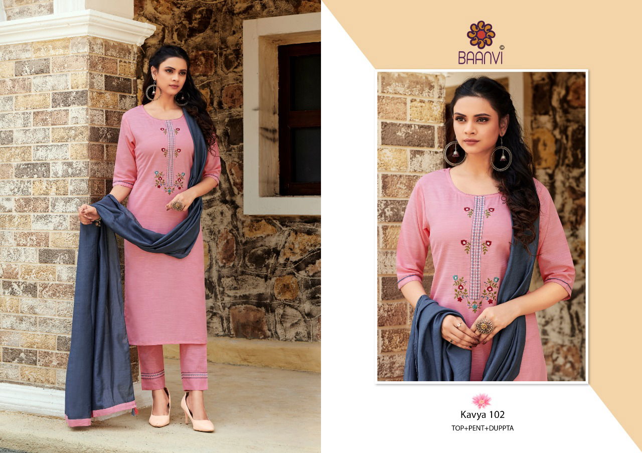 Baanvi Kavya Stylish Fancy Festive Wear Cotton With Embroidered Ready Made Collection